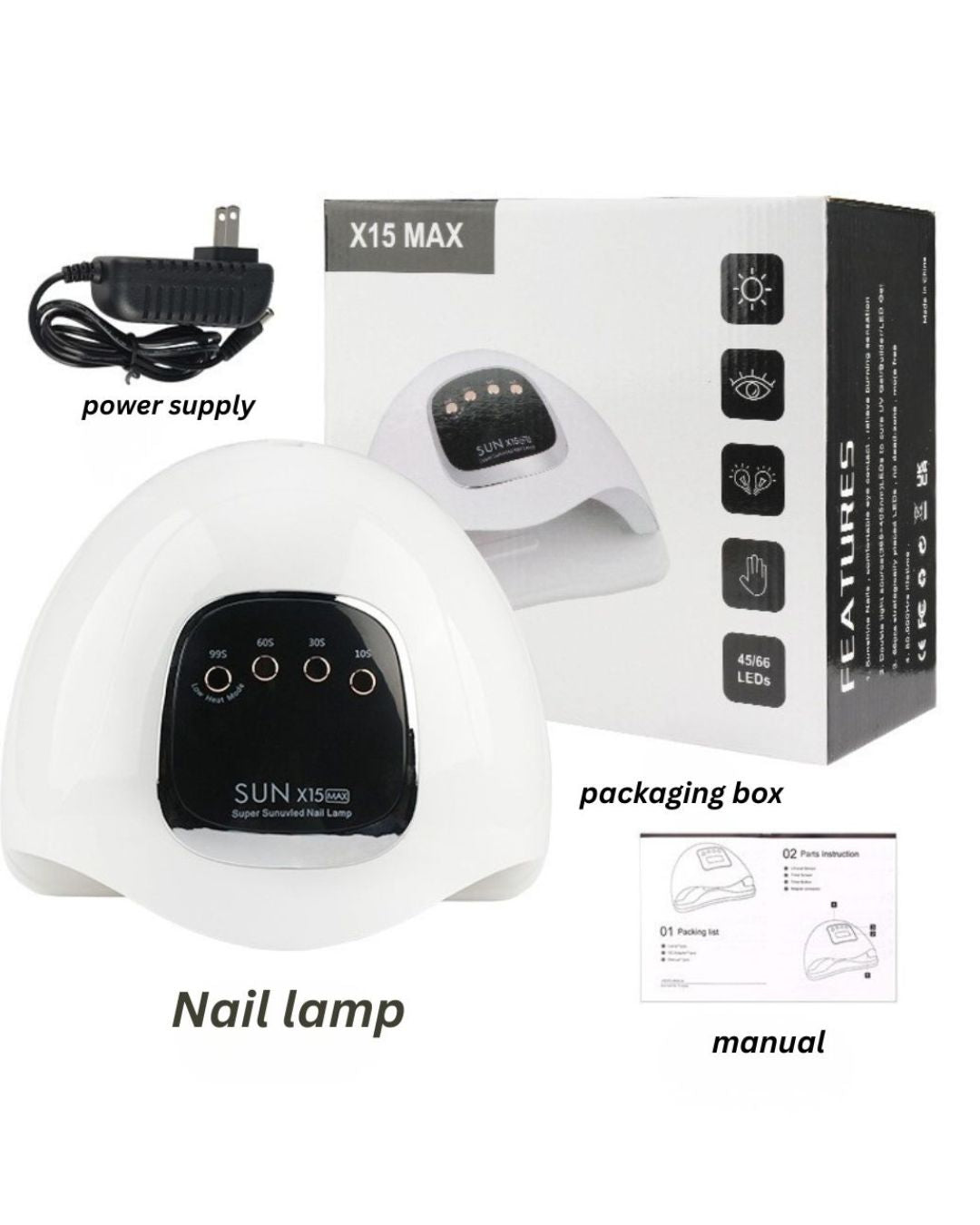 🌈 Red UV LED Nail Lamp 280W with 66 Beads | Super Fast Gel Polish Dryer for Home and Salon 💅