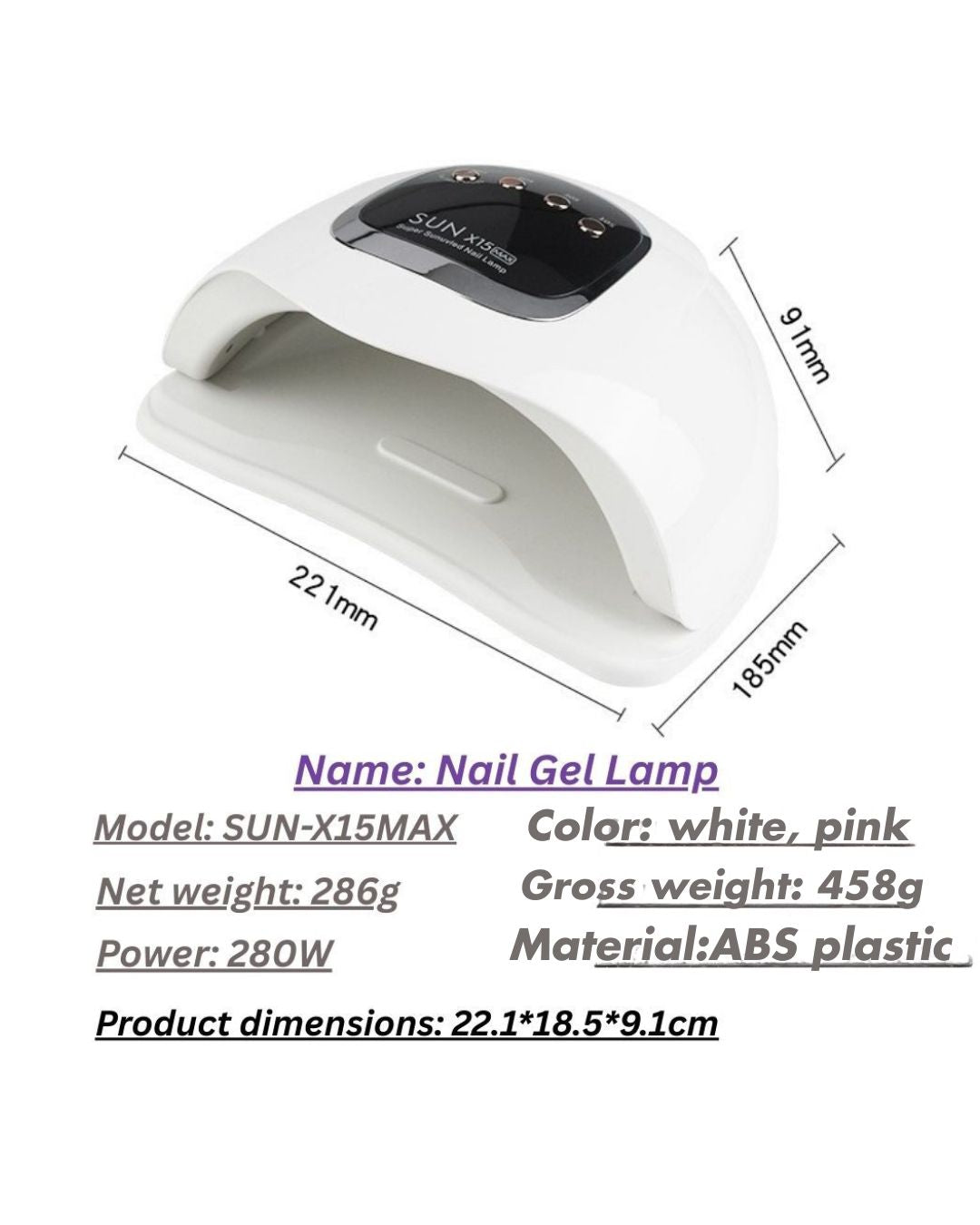 🌈 Red UV LED Nail Lamp 280W with 66 Beads | Super Fast Gel Polish Dryer for Home and Salon 💅