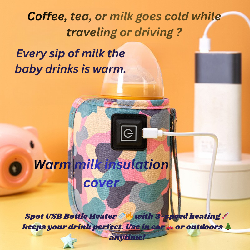 “Spot USB Bottle Heater 🍼🔥 | 3-Speed Portable Insulation Bag | Car & Outdoor 🌲🚗”
